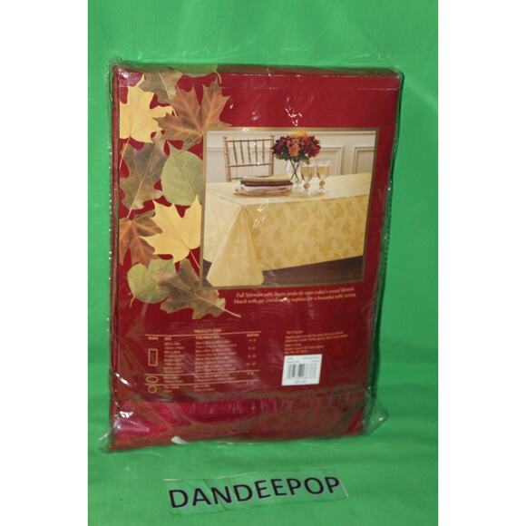 Fall Splendor Damask Claret Red Leaf Pattern Red Tablecloth Oblong 60 x 84 - Picture 2 of 3